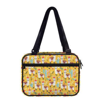 Yellow Llama Pattern Print Double Strap Bible Bag