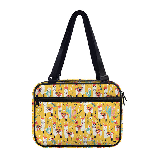 Yellow Llama Pattern Print Double Strap Bible Bag