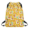 Yellow Llama Pattern Print Drawstring Backpack