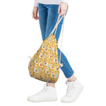 Yellow Llama Pattern Print Drawstring Bag