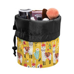 Yellow Llama Pattern Print Drawstring Makeup Bag