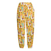 Yellow Llama Pattern Print Fleece Lined Knit Pants