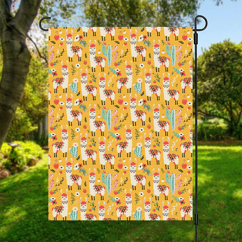 Yellow Llama Pattern Print Garden Flag