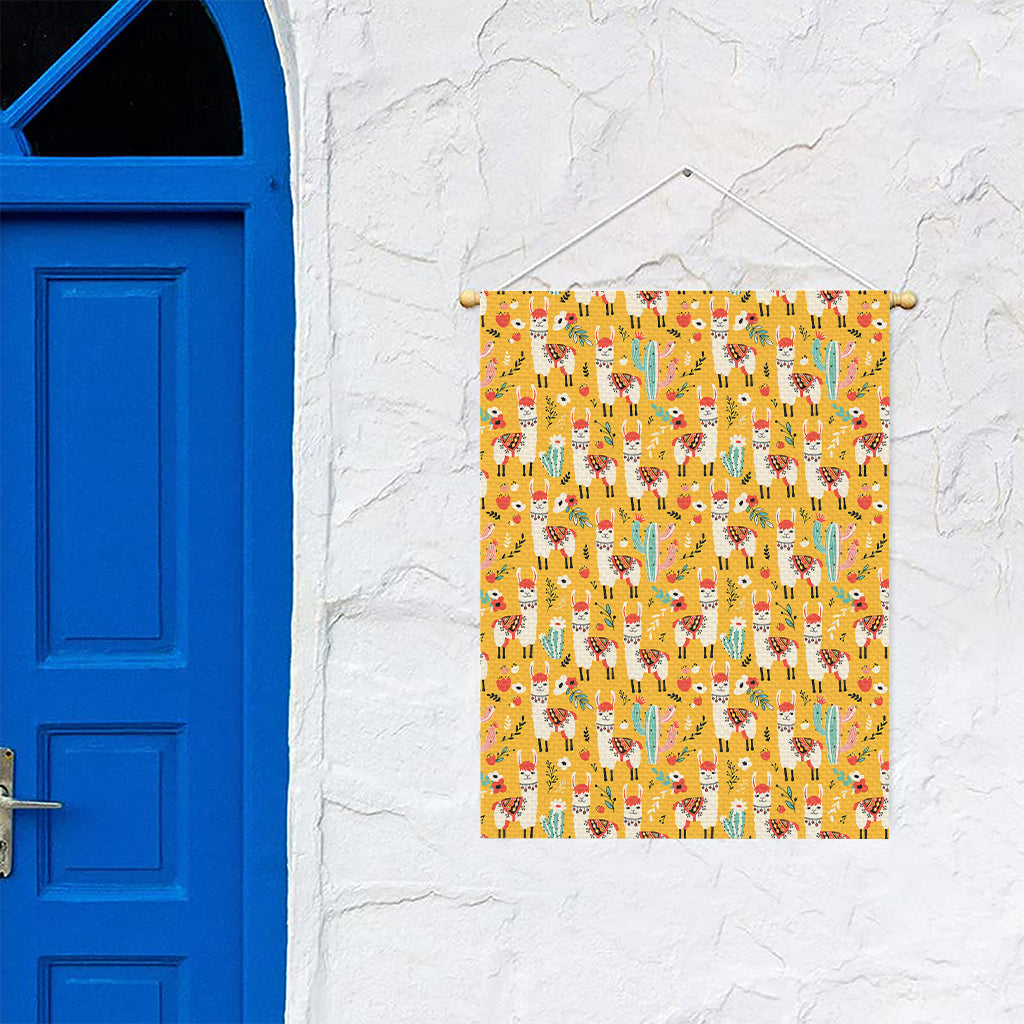 Yellow Llama Pattern Print Garden Flag