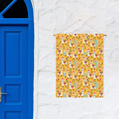 Yellow Llama Pattern Print Garden Flag