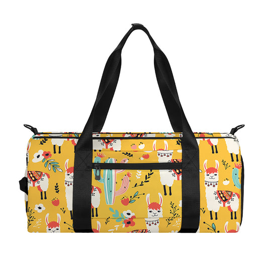 Yellow Llama Pattern Print Gym Bag