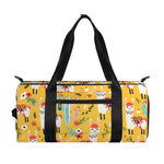 Yellow Llama Pattern Print Gym Bag