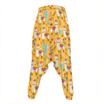 Yellow Llama Pattern Print Hammer Pants