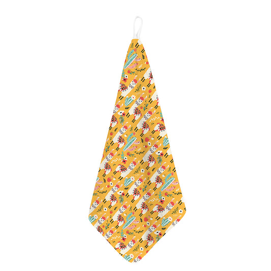 Yellow Llama Pattern Print Hand Towel