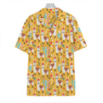 Yellow Llama Pattern Print Hawaiian Shirt