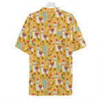 Yellow Llama Pattern Print Hawaiian Shirt