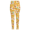 Yellow Llama Pattern Print High-Waisted Pocket Leggings