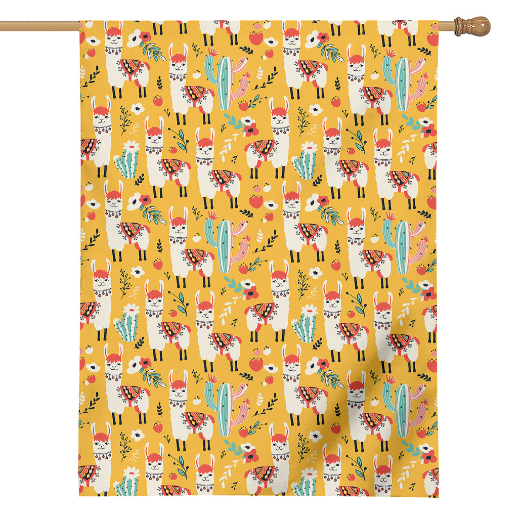 Yellow Llama Pattern Print House Flag