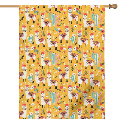 Yellow Llama Pattern Print House Flag