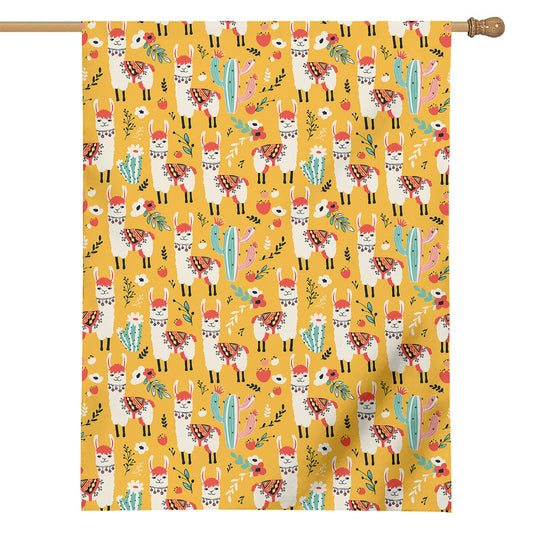 Yellow Llama Pattern Print House Flag