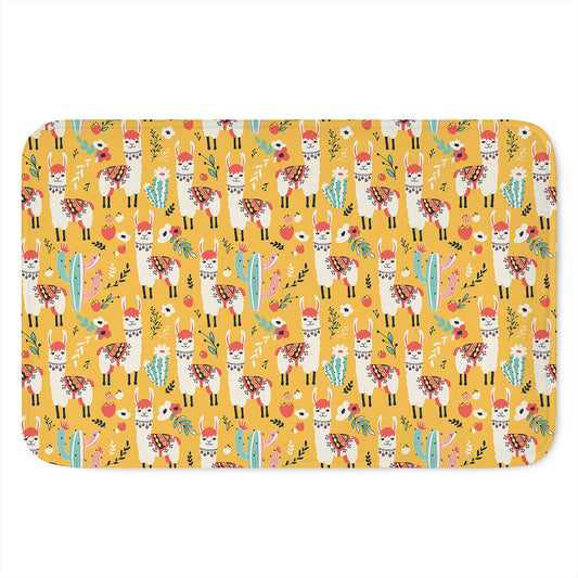 Yellow Llama Pattern Print Indoor Door Mat