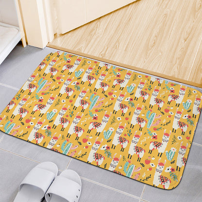 Yellow Llama Pattern Print Indoor Door Mat