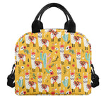 Yellow Llama Pattern Print Insulated Lunch Bag