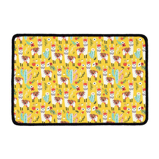 Yellow Llama Pattern Print Kitchen Mat