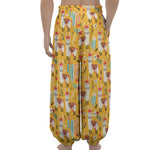 Yellow Llama Pattern Print Lantern Pants