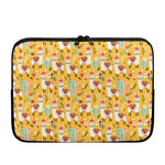 Yellow Llama Pattern Print Laptop Sleeve