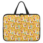 Yellow Llama Pattern Print Laptop Sleeve With Handle