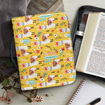 Yellow Llama Pattern Print Leather Bible Cover