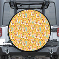 Yellow Llama Pattern Print Leather Spare Tire Cover