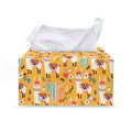 Yellow Llama Pattern Print Leather Tissue Box Cover