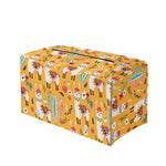 Yellow Llama Pattern Print Leather Tissue Box Cover
