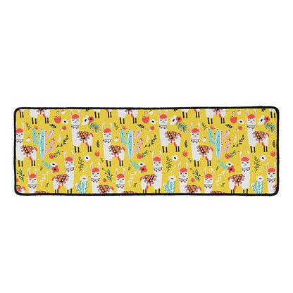 Yellow Llama Pattern Print Long Kitchen Mat