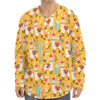 Yellow Llama Pattern Print Long Sleeve Baseball Jersey