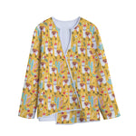 Yellow Llama Pattern Print Long Sleeve Short Coat
