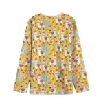 Yellow Llama Pattern Print Long Sleeve Short Coat