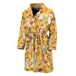 Yellow Llama Pattern Print Men's Bathrobe