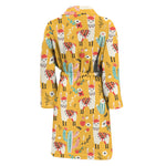 Yellow Llama Pattern Print Men's Bathrobe