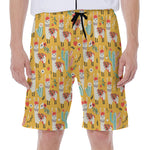 Yellow Llama Pattern Print Men's Beach Shorts