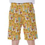 Yellow Llama Pattern Print Men's Beach Shorts