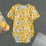Yellow Llama Pattern Print Men's Bodysuit