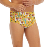 Yellow Llama Pattern Print Men's Briefs
