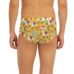 Yellow Llama Pattern Print Men's Briefs