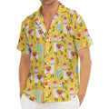 Yellow Llama Pattern Print Men's Deep V-Neck Shirt