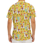 Yellow Llama Pattern Print Men's Deep V-Neck Shirt