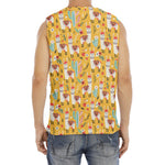 Yellow Llama Pattern Print Men's Fitness Tank Top