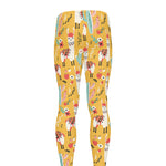 Yellow Llama Pattern Print Men's leggings