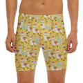 Yellow Llama Pattern Print Men's Long Boxer Briefs