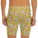 Yellow Llama Pattern Print Men's Long Boxer Briefs