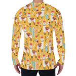 Yellow Llama Pattern Print Men's Long Sleeve T-Shirt
