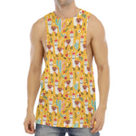 Yellow Llama Pattern Print Men's Muscle Tank Top