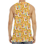 Yellow Llama Pattern Print Men's Muscle Tank Top
